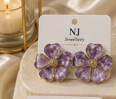 Lilac Enamel Flower Studs