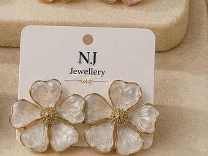 Ivory Enamel Flower Studs