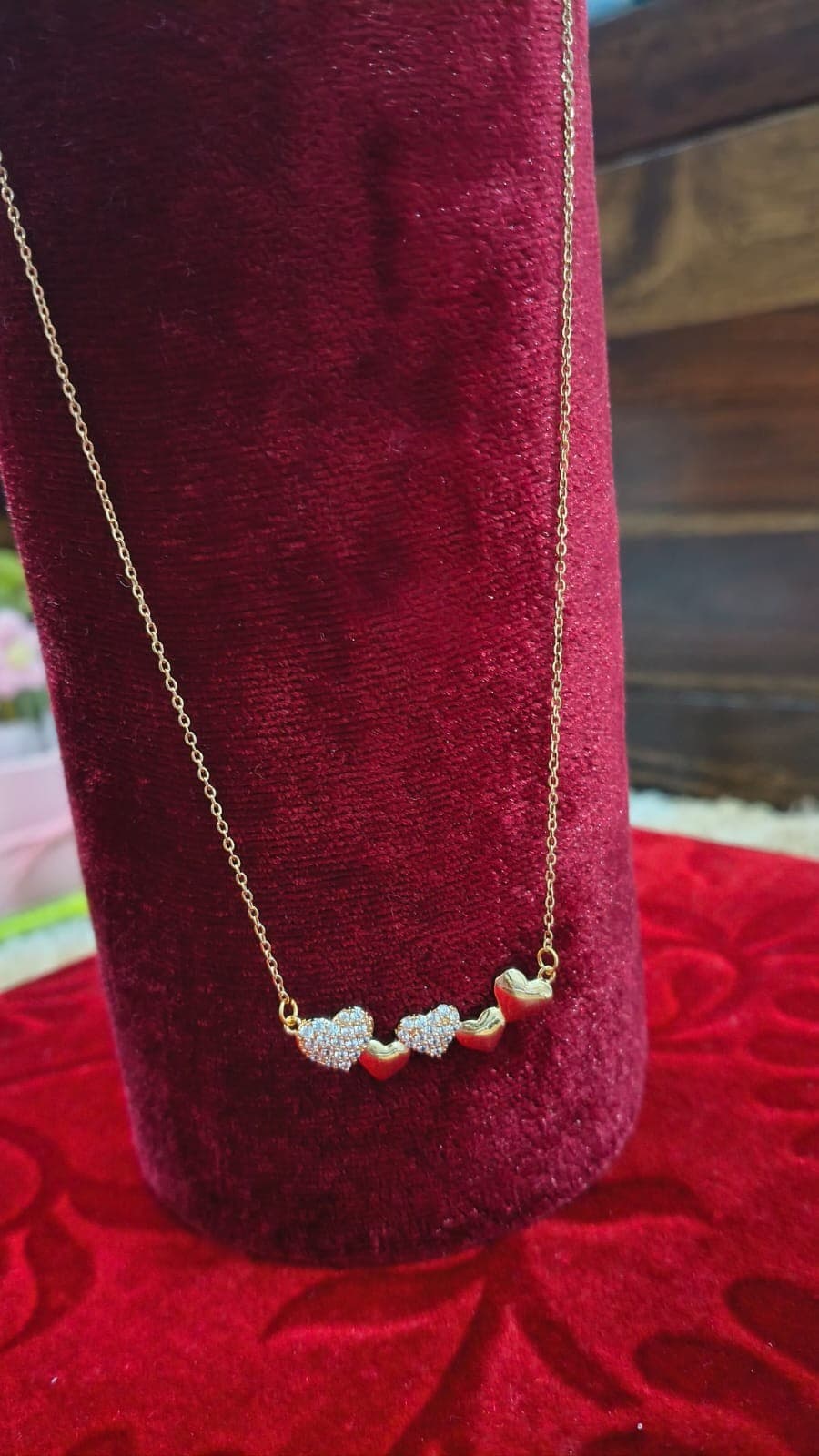 Four Heart Bar Necklace