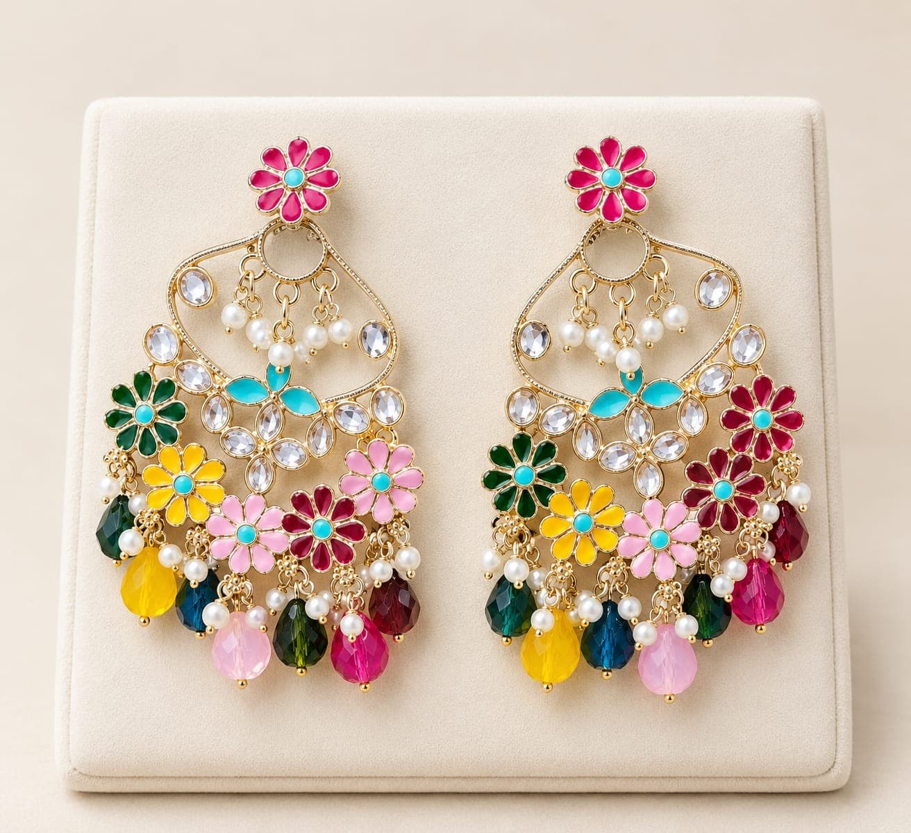 Multicolor Floral Enamel Chandbalis