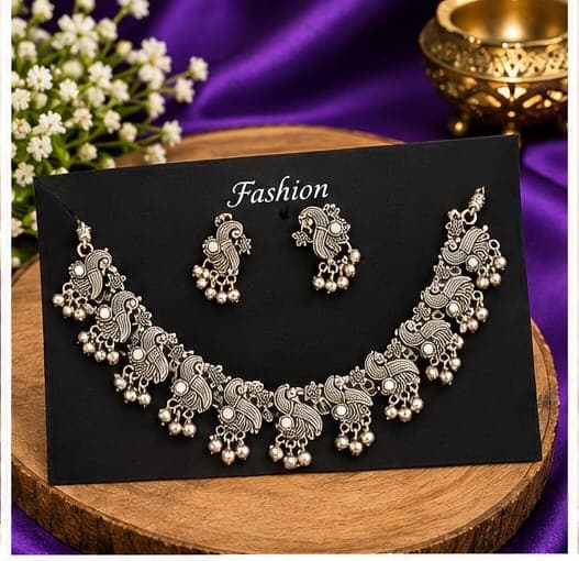 Oxidised Paisley Necklace Set