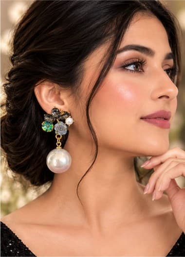 Smoky Crystal Floral Pearl Drops