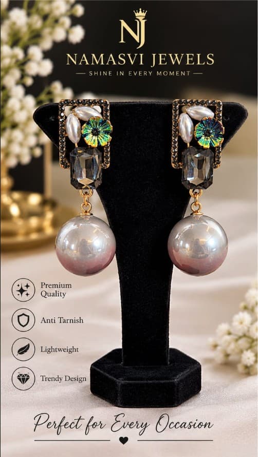 Graphite Rectangle Pearl Drops