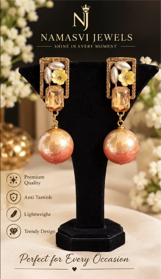 Champagne Rectangle Peach Pearl Drops