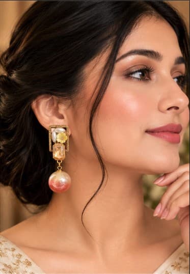 Champagne Rectangle Peach Pearl Drops