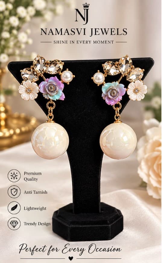Pastel Floral Cream Pearl Drops