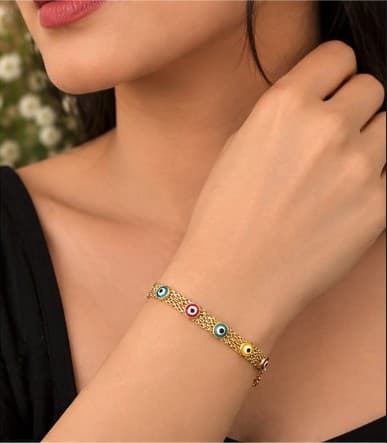 Mesh Multi-Color Evil Eye Bracelet