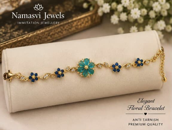 Teal Sapphire Floral Bracelet