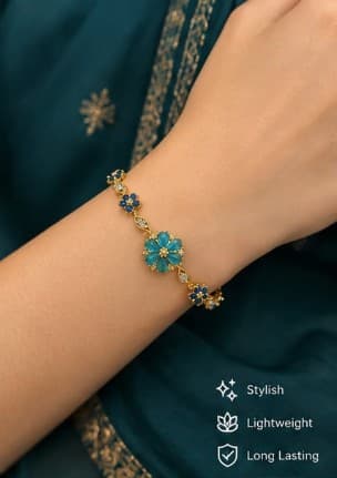 Teal Sapphire Floral Bracelet