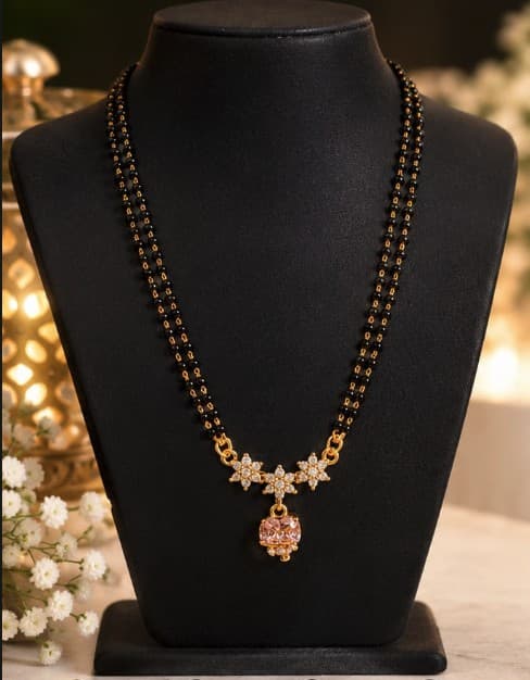 Pink Floral Mangalsutra Set