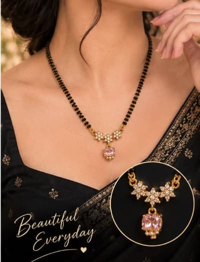 Pink Floral Mangalsutra Set