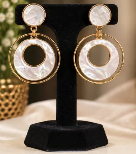 Mother of Pearl Circle Drops