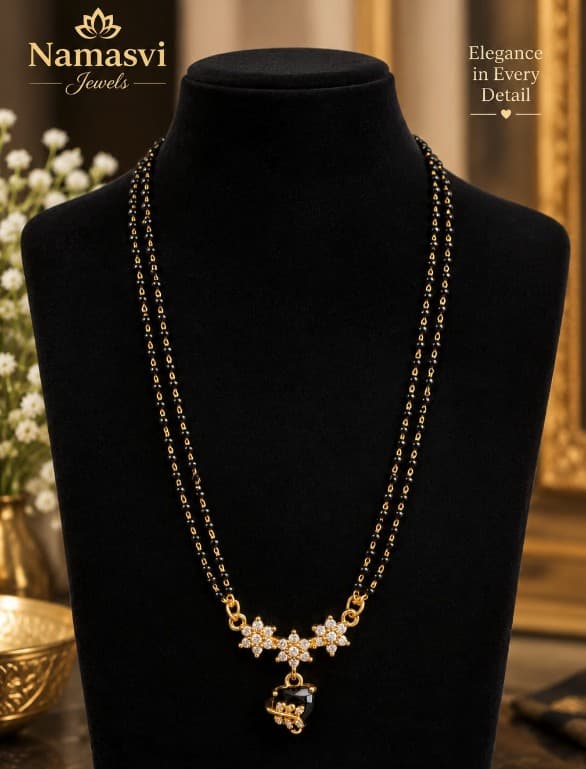 Black Floral Mangalsutra