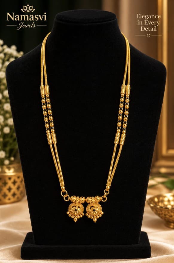 Dual Temple Pendant Gold Necklace