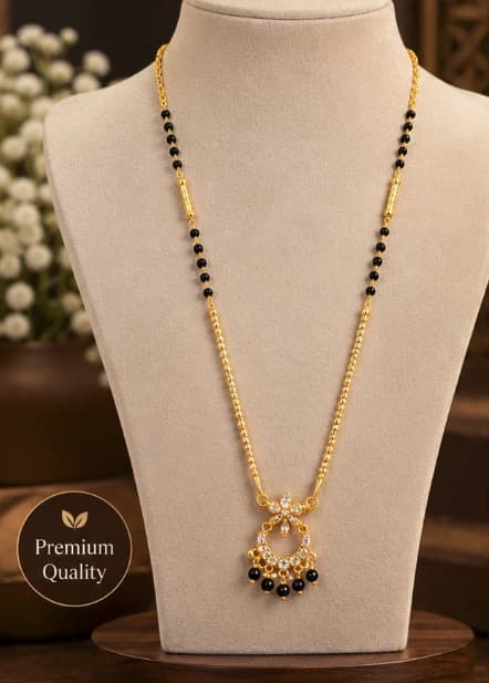 Black Bead Chandbali Mangalsutra Set