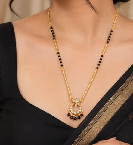 Black Bead Chandbali Mangalsutra Set