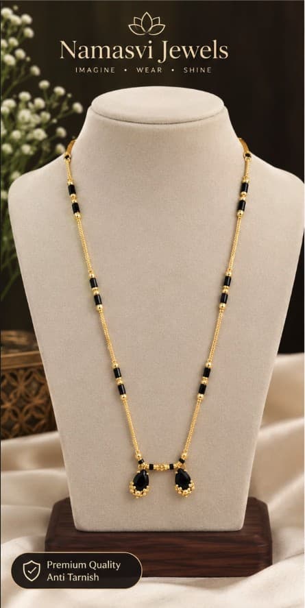 Twin Black Teardrop Mangalsutra