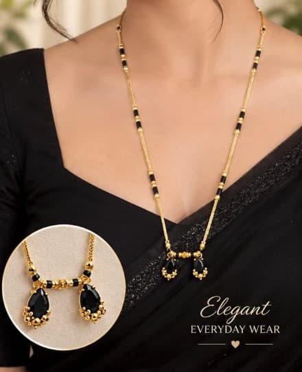 Twin Black Teardrop Mangalsutra