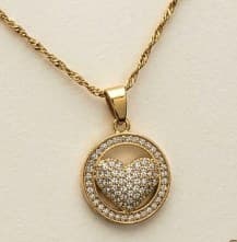Pave Heart Coin Pendant