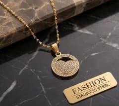 Pave Heart Coin Pendant