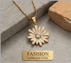 Enamel Daisy Pendant Necklace