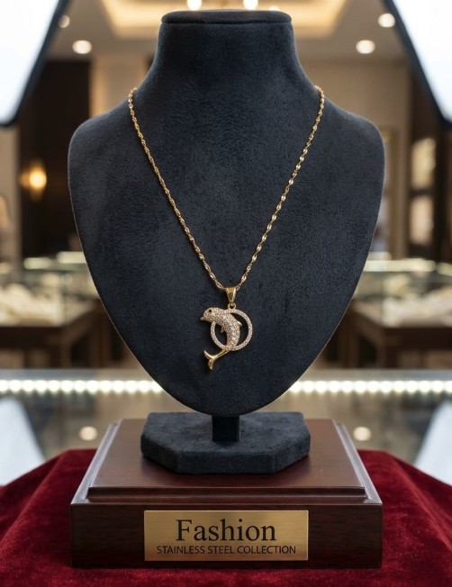 Pave Dolphin Circle Pendant