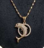 Pave Dolphin Circle Pendant